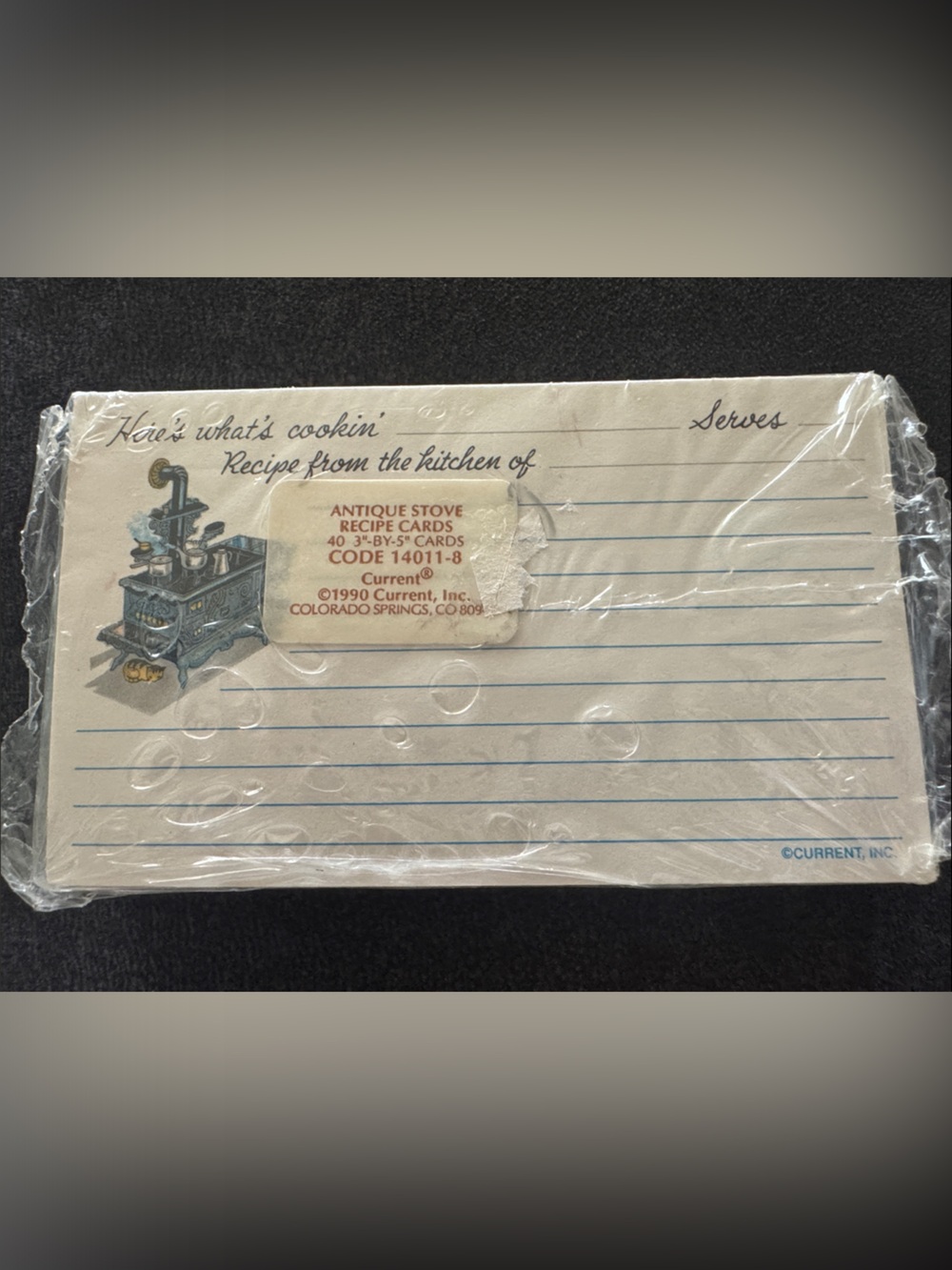 Vintage 1990 Current recipe cards, still sealed in the original package.